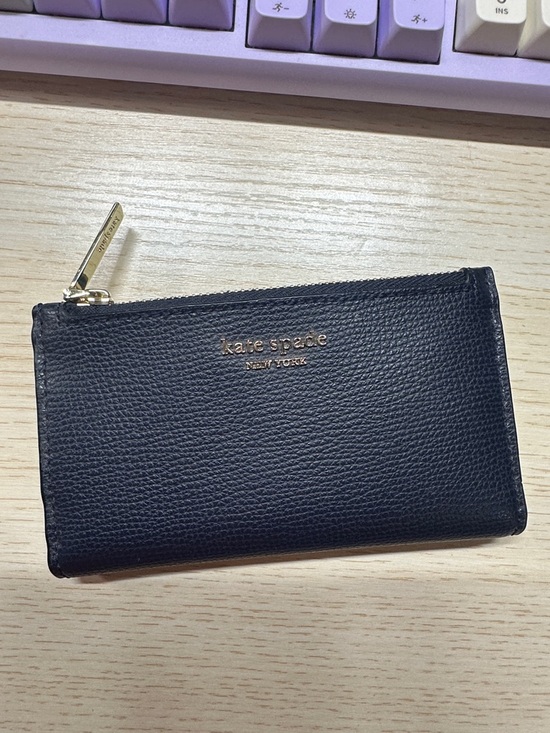 kate spade Accessories - kate spade Navy Pebbled Leather Zip Wallet with Gold Hardware